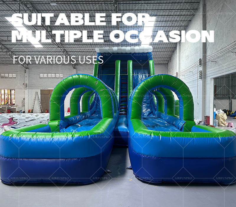 14.5x5 Meter Double Lane Inflatable Water Slide – Multi-Person Water Park and Pool Party Attraction