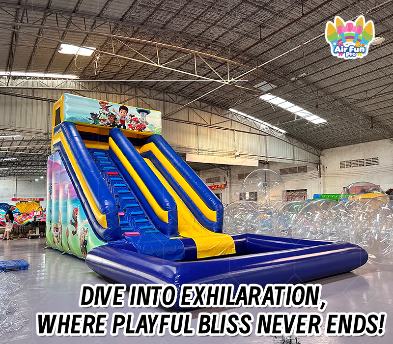 Cartoon Theme Double Lane Inflatable Water Slide (0.55mm PVC) – Children's Water Party and Amusement Park Equipment