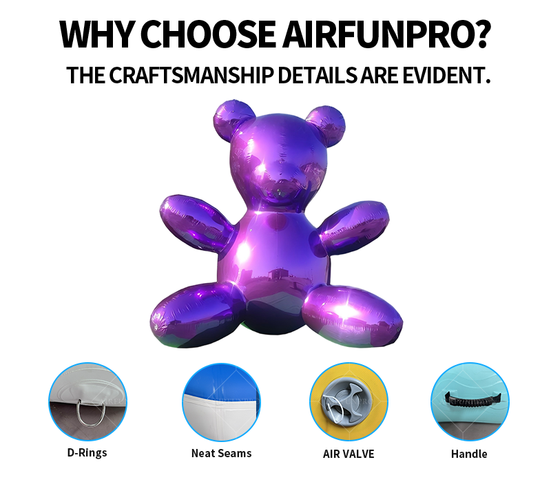 Violet Mirror Inflatable Giant Bear Sculpture: An Eye-Catching Art Installation for Commercial Scenarios