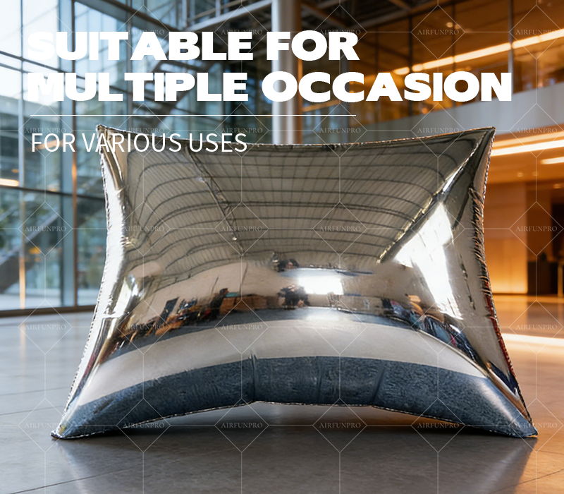 Iridescent Mirror Inflatable Pillow Seat: A Multi-functional Interactive Installation of Art and Comfort