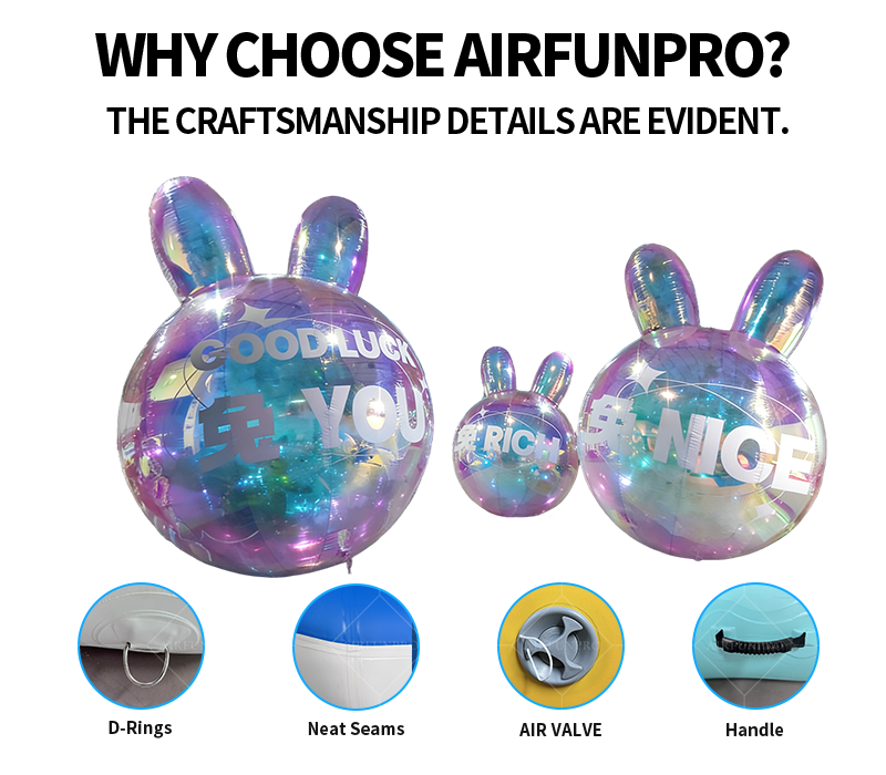 Iridescent Laser Rabbit Ear Inflatable Ball: An Eye-Catching Interactive Installation for Trendy Scenarios