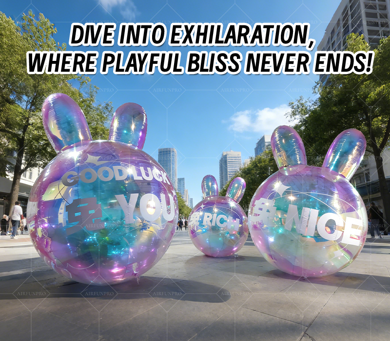 Iridescent Laser Rabbit Ear Inflatable Ball: An Eye-Catching Interactive Installation for Trendy Scenarios