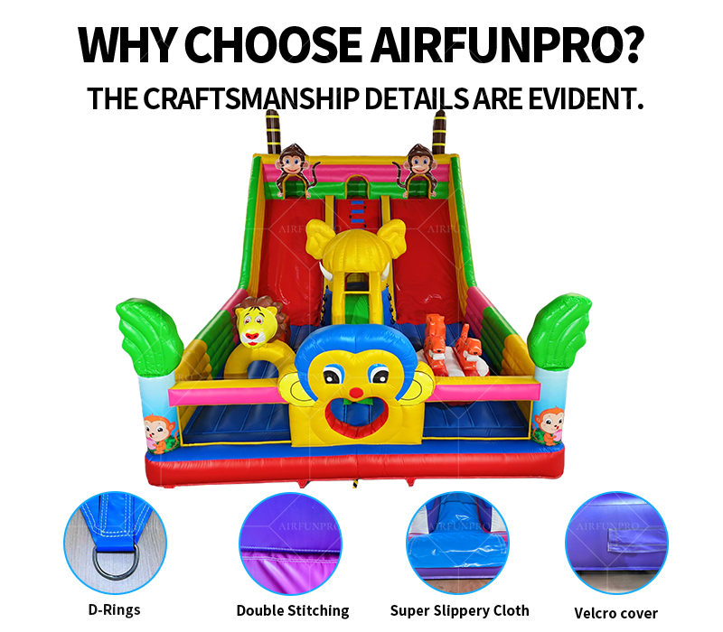 Jungle Theme Inflatable Slide, Suitable for Events, Parks, and Rental Businesses