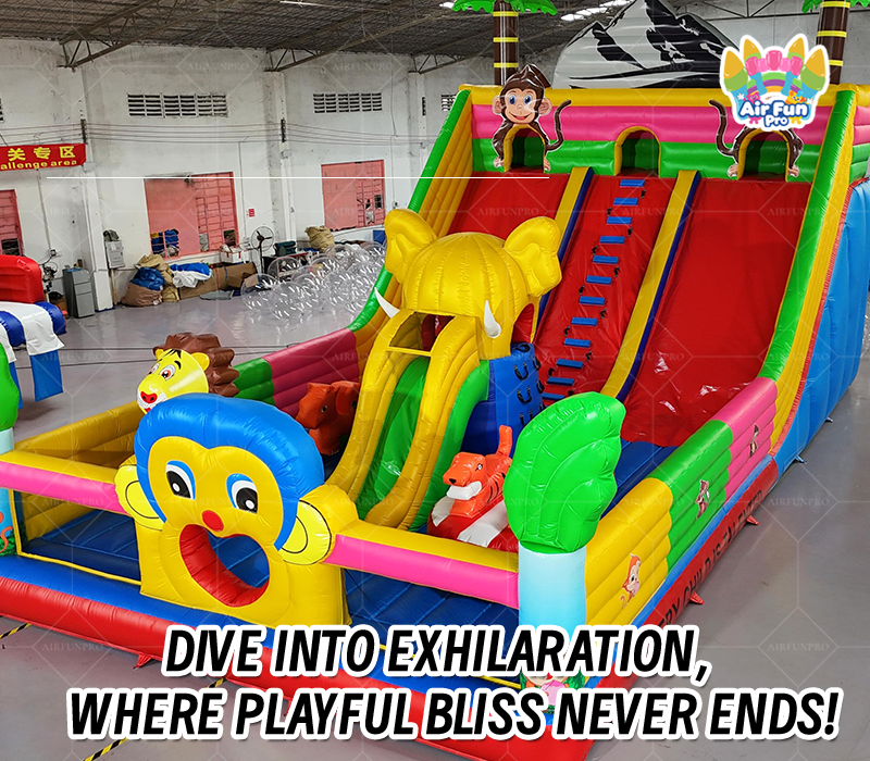 Jungle Theme Inflatable Slide, Suitable for Events, Parks, and Rental Businesses