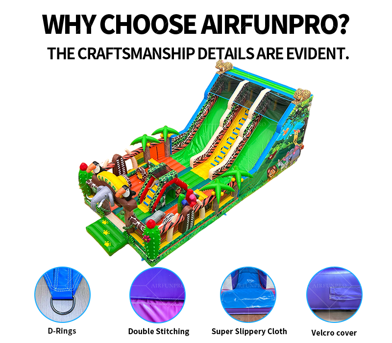 Jungle-Themed Dual-Lane Inflatable Play Combo