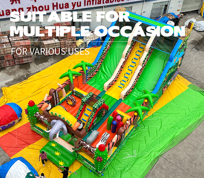 Jungle-Themed Dual-Lane Inflatable Play Combo