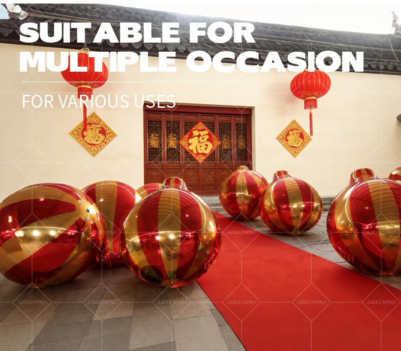 Red-Gold Mirror Inflatable Hot Air Balloon: A Dreamy Eye-Catching Installation for Commercial Spaces