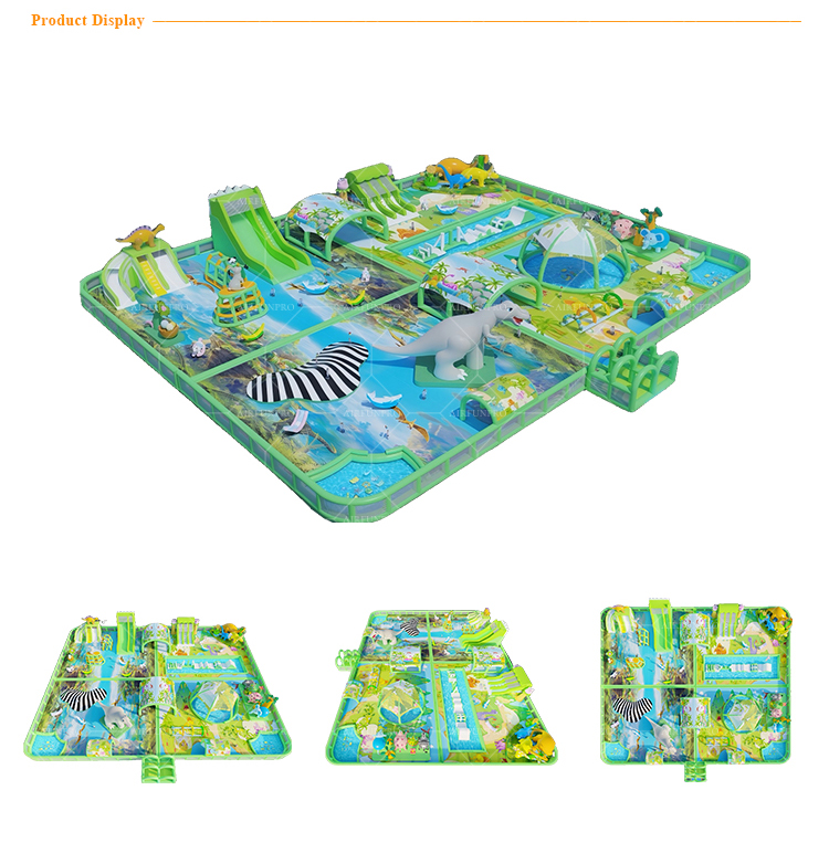 Vibrant Jungle-Ocean Themed 50x40m Waterpark Inflatable Complex