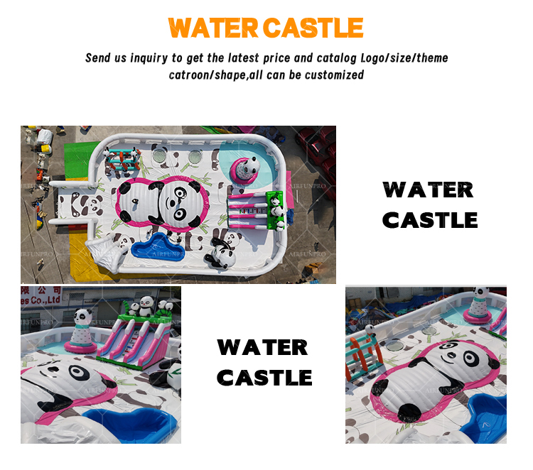 Adorable Panda-Themed 25x15m Waterpark Inflatable Play Hub (0.9mm PVC)