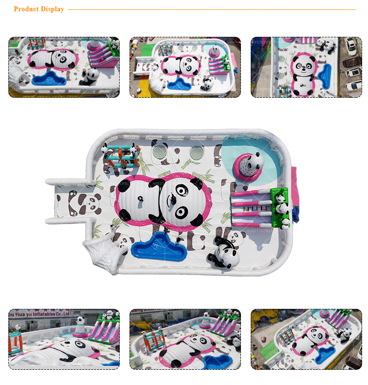 Adorable Panda-Themed 25x15m Waterpark Inflatable Play Hub (0.9mm PVC)