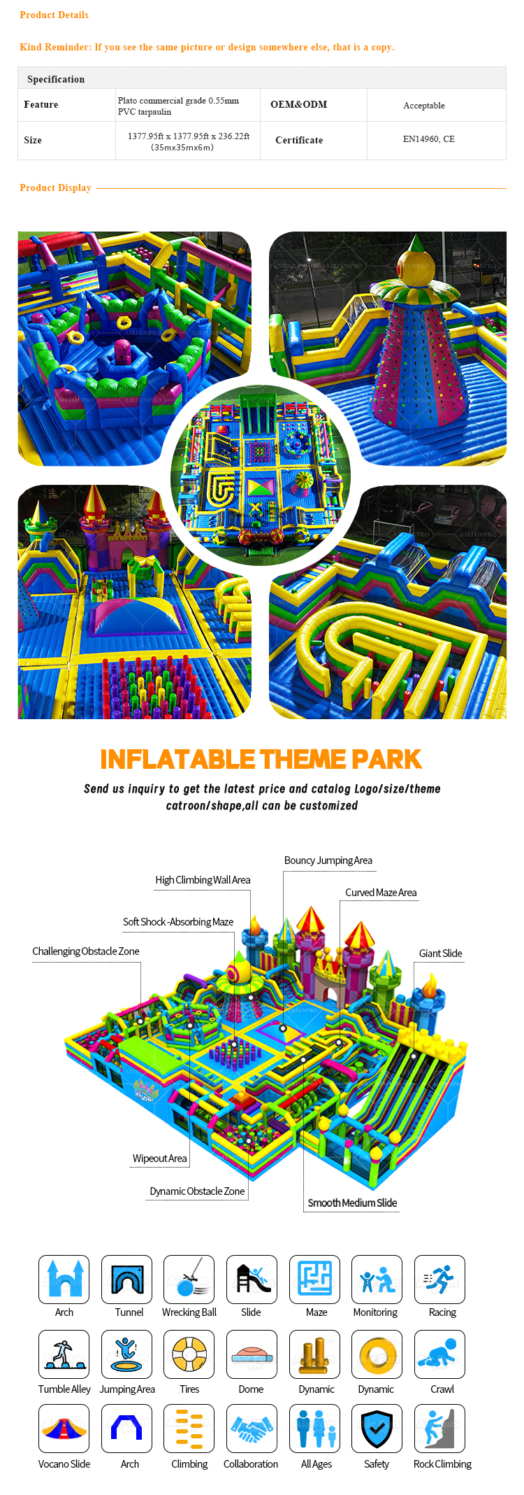 Huge Customizable Inflatable Theme Park - Multi - Zone Adventure Playground