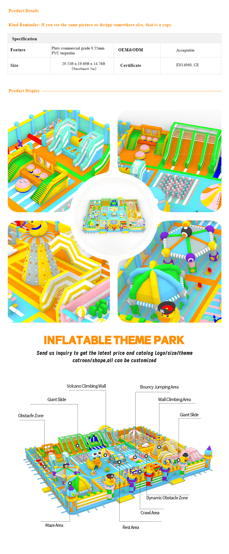 Customizable Commercial Inflatable Castle Theme Park PVC Multi Zone Fun for All Ages
