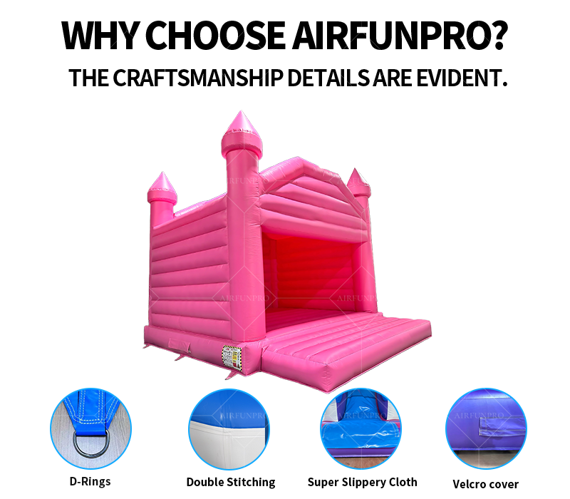 AirFunPro Outdoor Pink Lightweight PVC Tarpaulin Jumping Bouncer Bouncing Castles Inflatable Water Slide with Pool