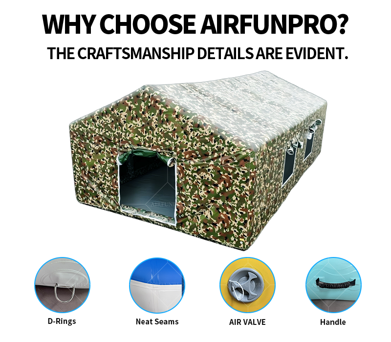 Camouflage Fully Enclosed Inflatable Emergency Tent: A High-Temperature Heat-Sealed, Fast-Inflation Outdoor Protection Space