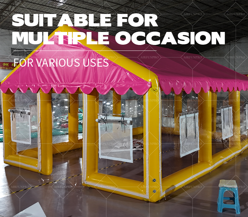 Pink-Yellow Contrast Cute Inflatable Play Tent: A High-Temperature Heat-Sealed, Fast-Inflation Parent-Child Joy Shelter