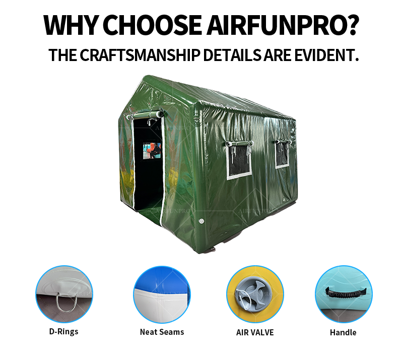 Military Green Fully Enclosed Inflatable Emergency Tent: A High-Temperature Heat-Sealed, Fast-Inflation Outdoor Protection Space