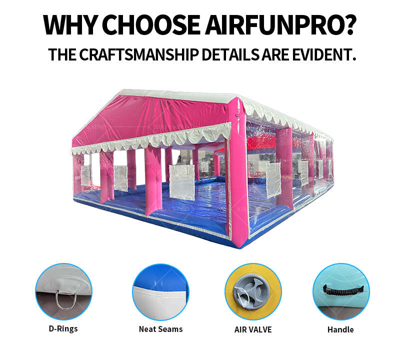 Pink-White-Blue Contrast Inflatable Bounce Tent: A High-Temperature Heat-Sealed, Fast-Inflation Parent-Child Joy Castle