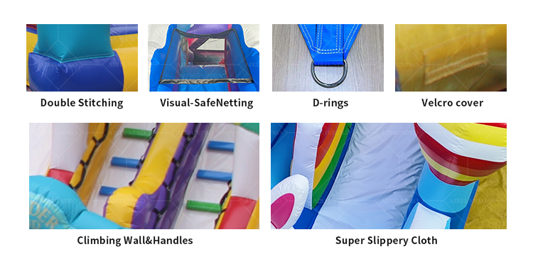 Ocean exploration themed inflatable water castle, equipped with double slides.