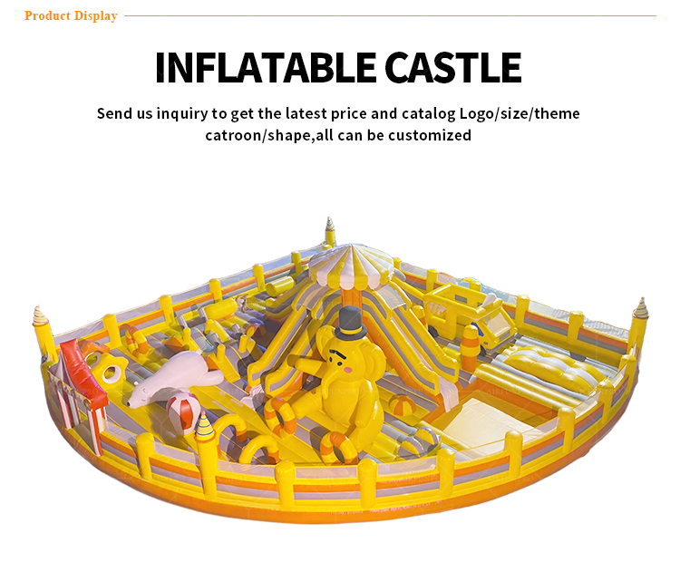 Sunny Yellow Elephant Cartoon Theme Custom Inflatable Castle