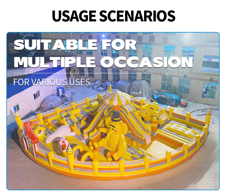 Sunny Yellow Elephant Cartoon Theme Custom Inflatable Castle