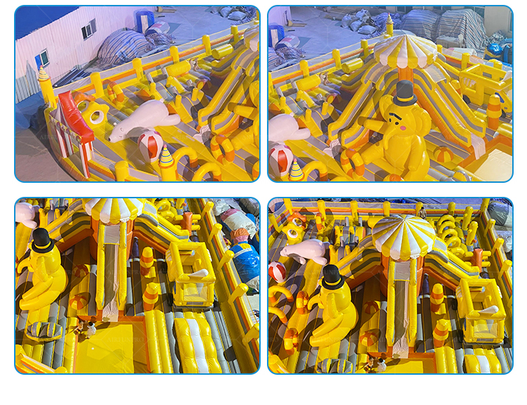 Sunny Yellow Elephant Cartoon Theme Custom Inflatable Castle