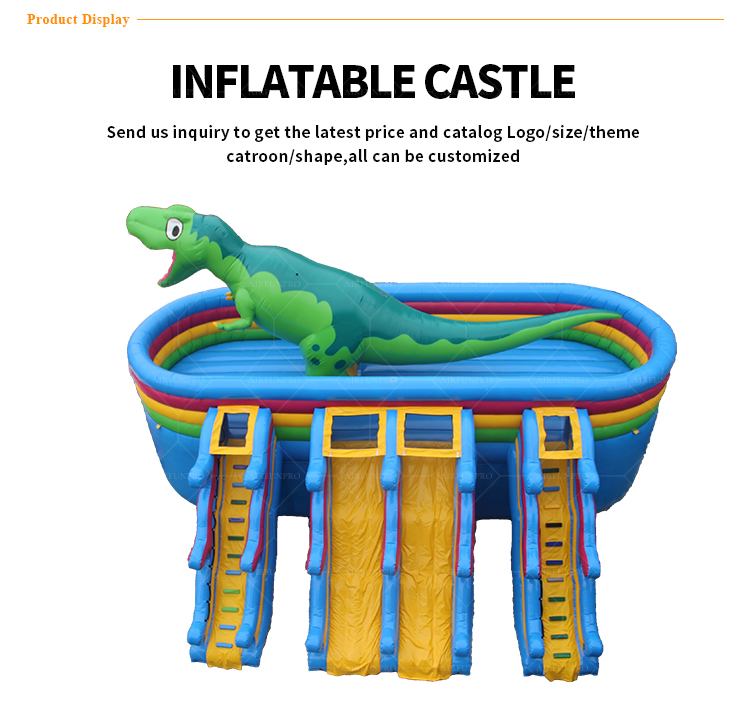 Dinosaur Themed 4-Lane Inflatable Castle | EN14960 Certified