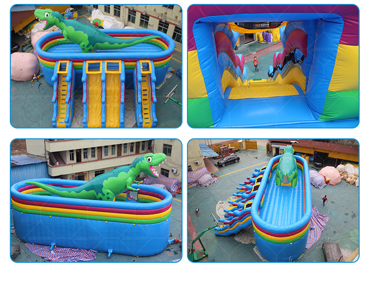 Dinosaur Themed 4-Lane Inflatable Castle | EN14960 Certified