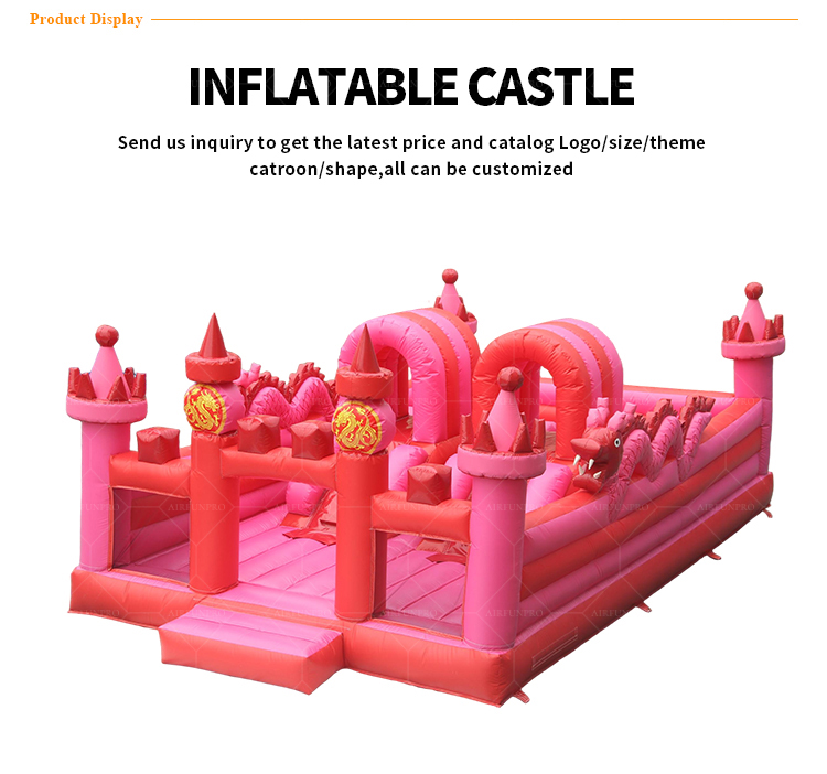 Mythical Adventure Awaits! Red-Pink Dragon Inflatable Castle