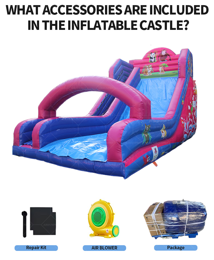 Pink-Blue Inflatable Dry Slide | Boost Foot Traffic with Whimsical Ocean Appeal