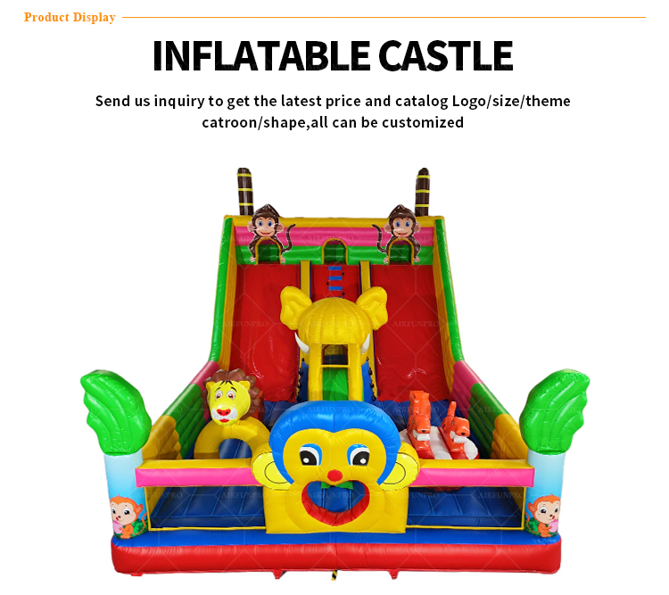 Jungle Animal Themed Inflatable Dry Slide | EN14960 Certified, Customizable