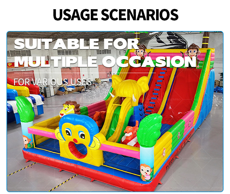 Jungle Animal Themed Inflatable Dry Slide | EN14960 Certified, Customizable
