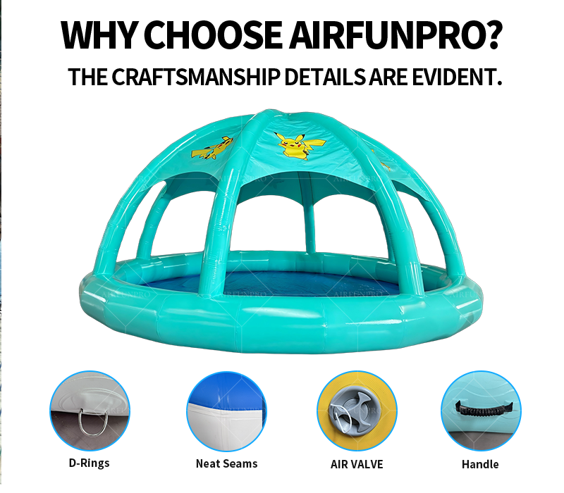 Pokémon Co-Branded Mint Green Dome Inflatable Water Pool: A High-Temperature Heat-Sealed, Fast-Inflation IP Trend Parent-Child Venue