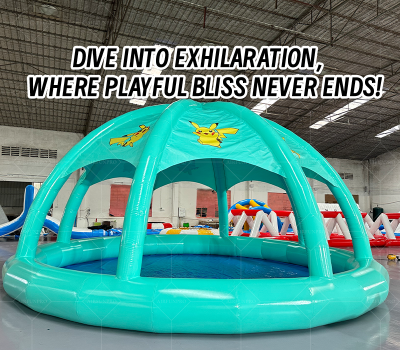 Pokémon Co-Branded Mint Green Dome Inflatable Water Pool: A High-Temperature Heat-Sealed, Fast-Inflation IP Trend Parent-Child Venue