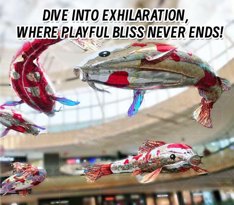 Mirror Koi Suspension Art Installation: An Urban Good Luck Symbol in Flowing Light and Shadow