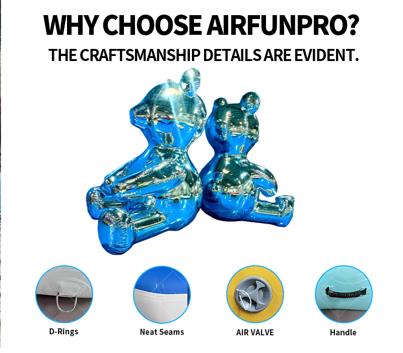 Mirror PVC Inflatable Cute Bear Installation: A Dual-Empowerment Carrier of Trend Art and Commercial Drainage