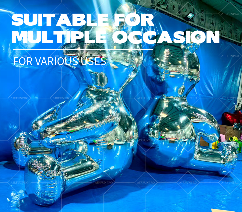 Mirror PVC Inflatable Cute Bear Installation: A Dual-Empowerment Carrier of Trend Art and Commercial Drainage