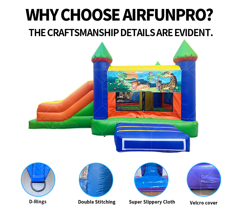 Inflatable Bouncer Castle Jumping House Bouncing Slide Combo PVC Tarpaulin Material Customizable Size Easy Setup for