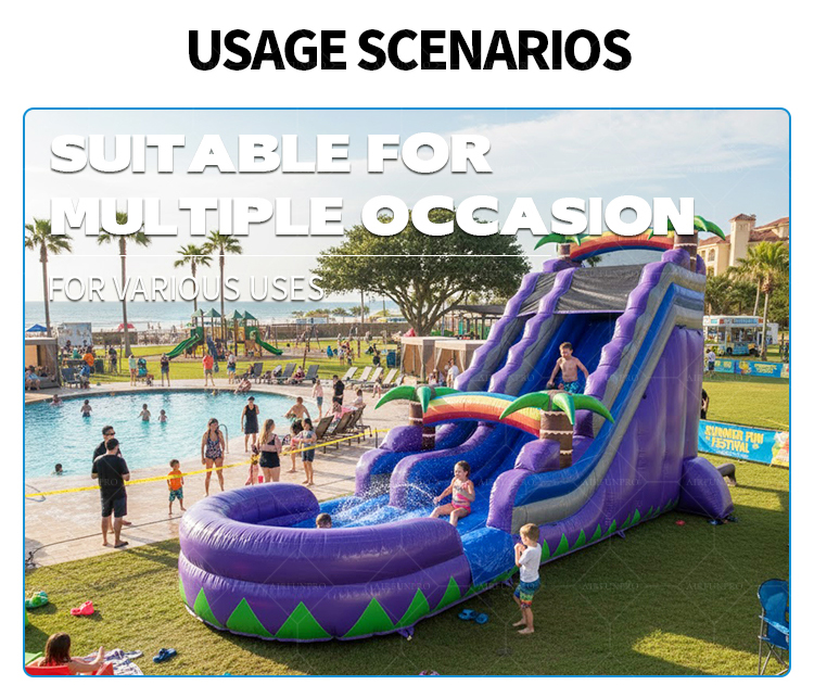 Purple Rainbow Themed Dual Lane Water Slide | EN14960 Certified, Customizable