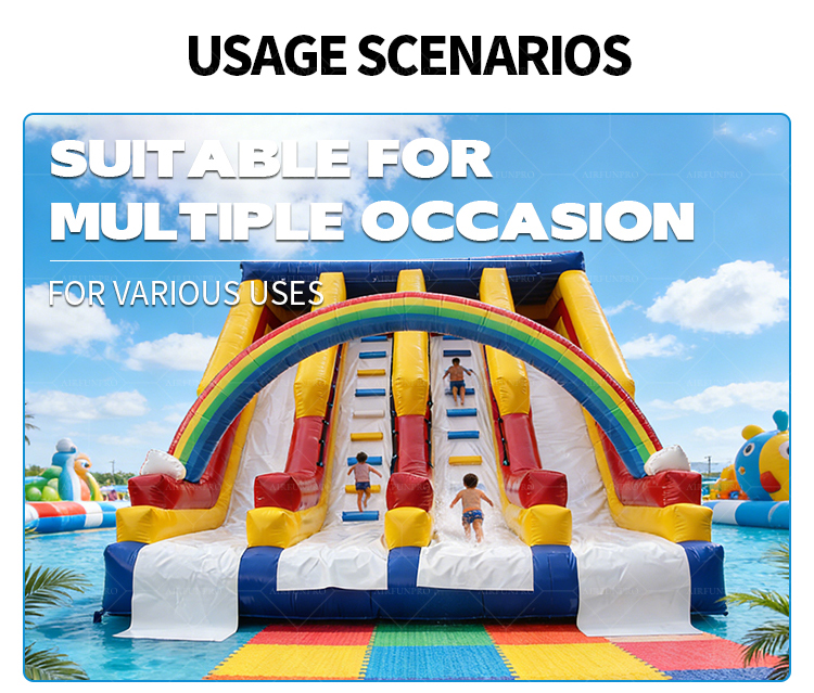 Rainbow Arch 4-Lane Inflatable Water/Dry Slide | EN14960 Certified, Customizable