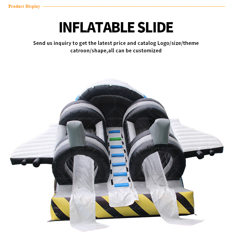 Jet Fighter Themed Triple Lane Inflatable Slide Ideal for Amusement Parks