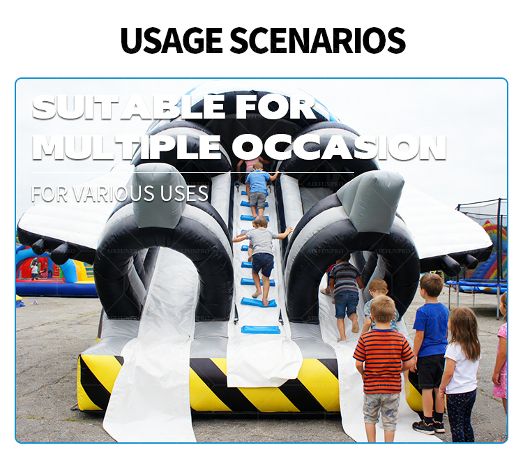 Jet Fighter Themed Triple Lane Inflatable Slide Ideal for Amusement Parks