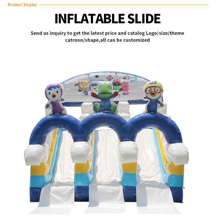 Pororo 4-Lane Inflatable Slide: Slide with Your Favorite Penguin Friends!