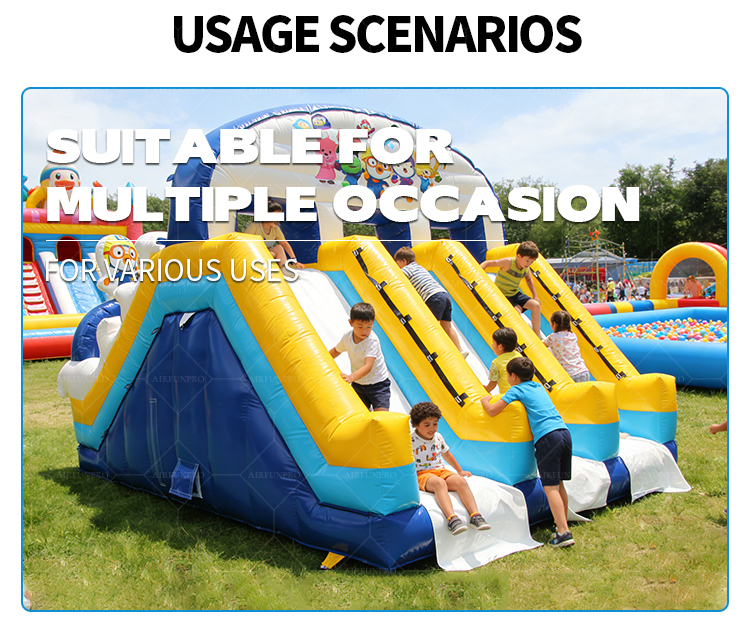 Pororo 4-Lane Inflatable Slide: Slide with Your Favorite Penguin Friends!