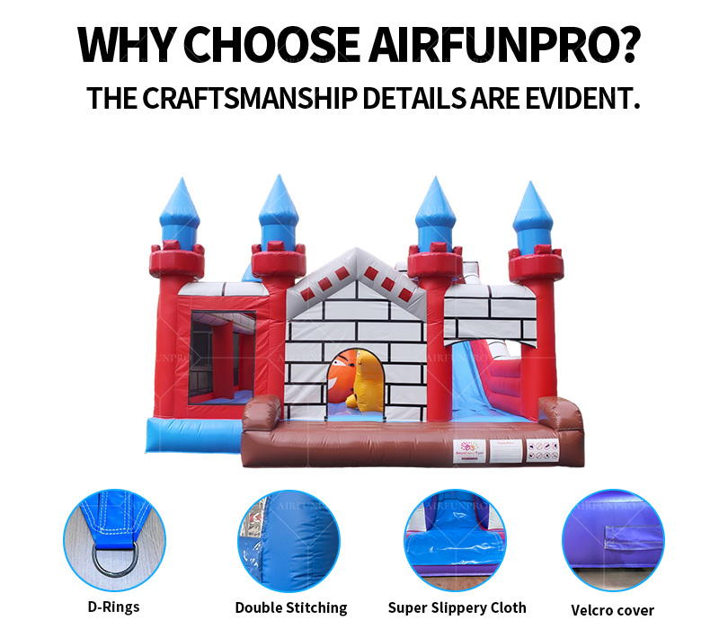 Cheap Inflatable Bouncer-Children Cartoon Bounce and Slide Bouncy Castle Combo Toy PVC Material Easy Setup