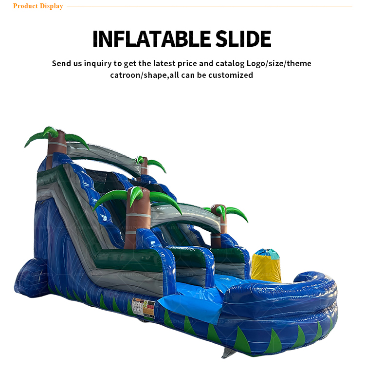 Tropical Inflatable Wave Dual Water Slide 7.5m High-Capacity Water Slide