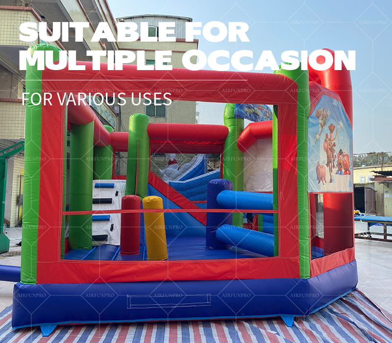 Children's Cartoon Inflatable Bouncer with Slide Bouncy Castle Combo Toy PVC Tarpaulin Easy Setup