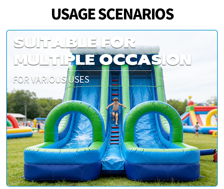 14.5m Dual Lane Inflatable Water Slide | EN14960 Certified, Customizable