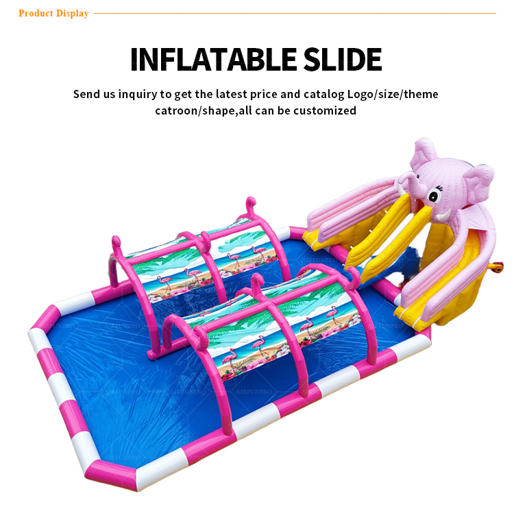 15m x 10m Pink Elephant Themed Inflatable Water Park | EN14960 Certified, Customizable