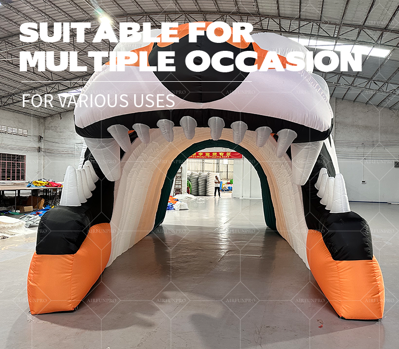 Large PVC Waterproof Inflatable Tiger Channel Tunnel Tent with Electric Blower for Party Events