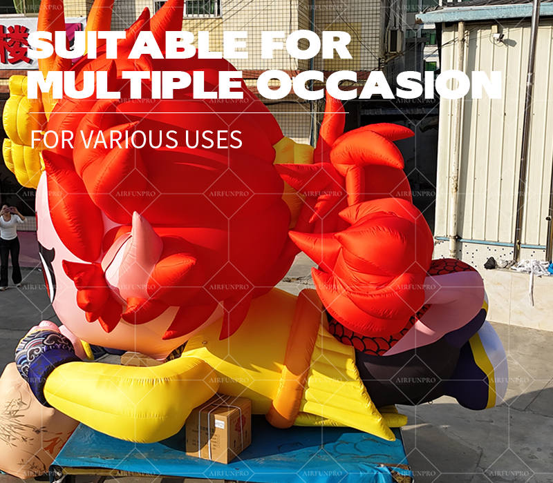 Customized Outdoor Advertising Balloon Decoration Little Dragon Man Cartoon UV Printed Multi-Color Event Decorations Parties